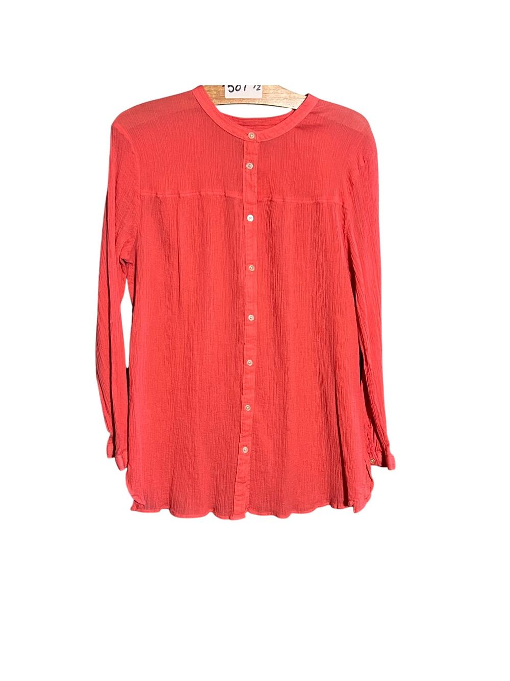LOFT Women's Coral Long Sleeve Button-Down Shirt Size L Casual Top